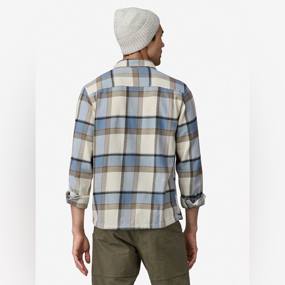 Patagonia Fjord Flannel Shirt Men’s XXL Blue Brown Cream Plaid Winter Hiking - Picture 2 of 6